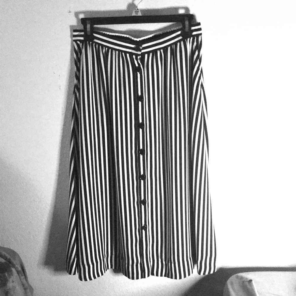 H&M Stripe Midi Skirt